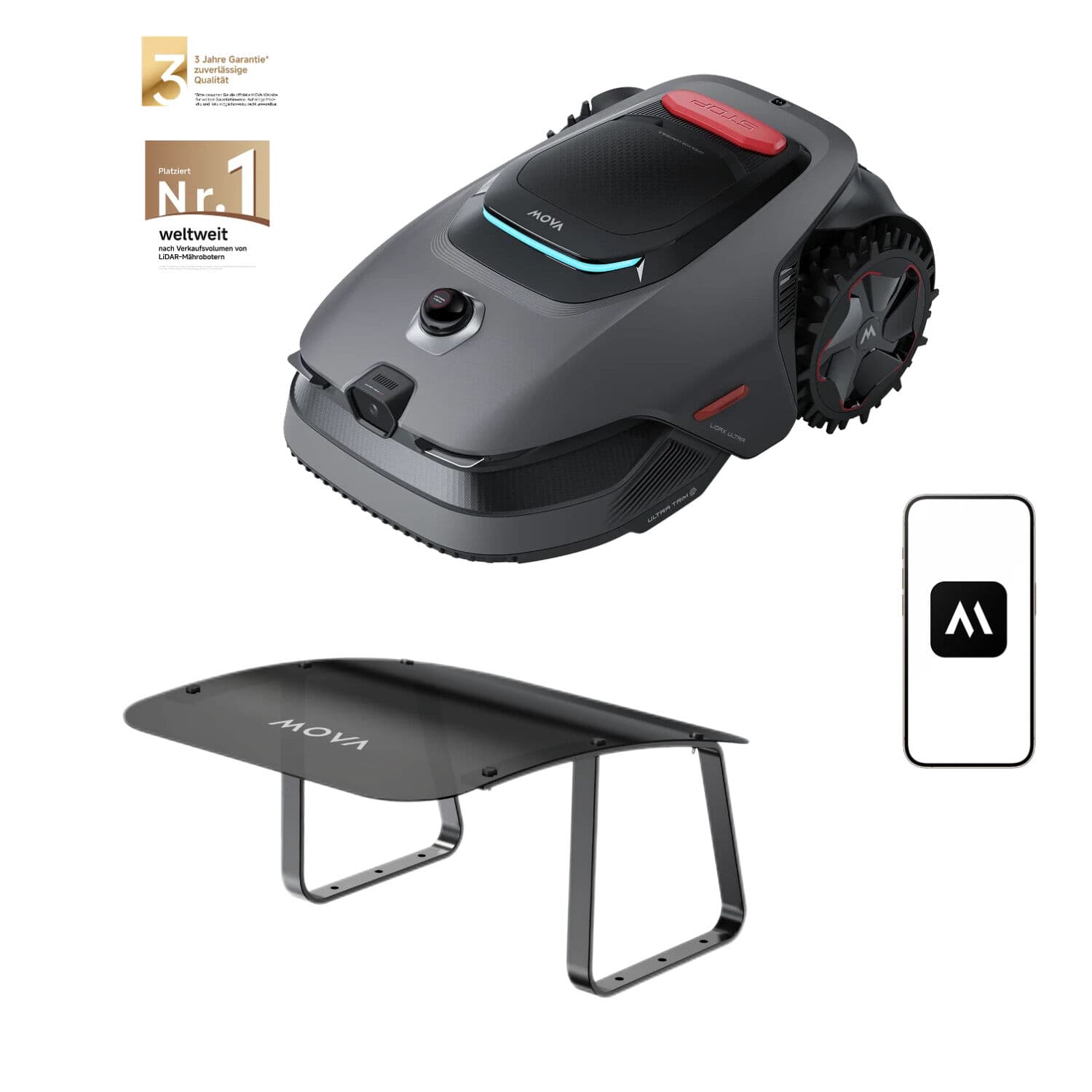 Mova Lidax Ultra 1600 Mähroboter Mit Garage – Bis 1600 M², 3d-lidar & Ai Vision 360°, Effiziente U-form Wegeplanung