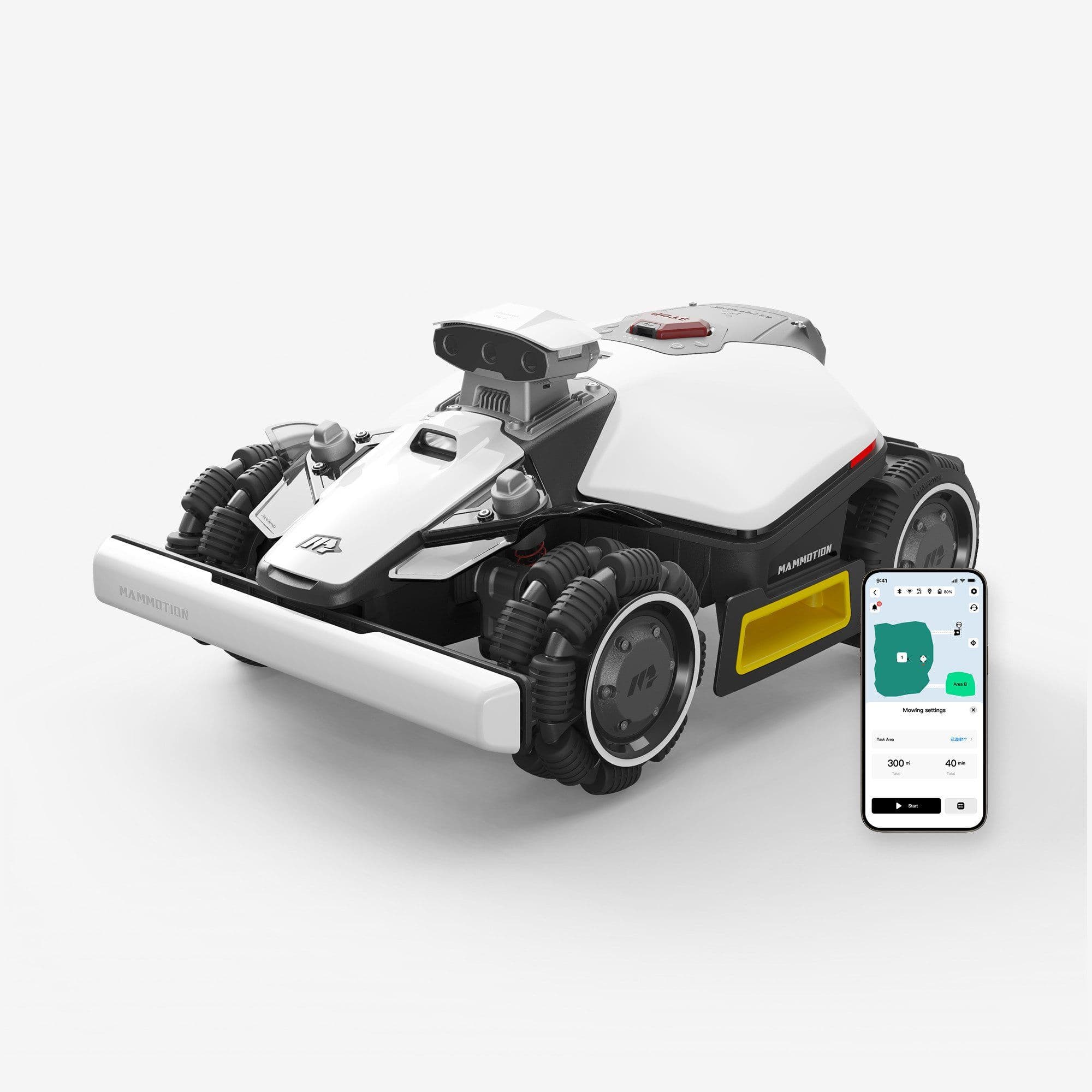 Mammotion Rasenmähroboter LUBA Mini 2 AWD 1000 Mähroboter ohne Begrenzungskabel, bis 1000 m² Rasenfläche, (Randmähen, Triple-Kamera KI-Vision + NetRTK), Randmähen, DropMow, Auto-Kartierung, Allradantrieb, 4G-Modul, APP
