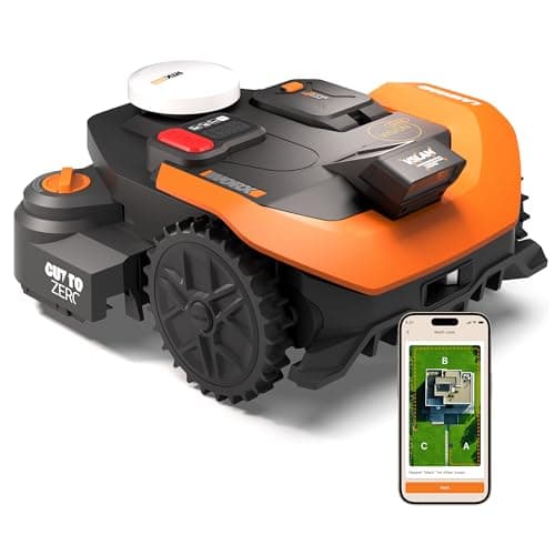 WORX Vision Cloud 2WD Robot Tondeuse WR318E, sans Fil périphérique, jusqu'à 1800 m² (évitement d'obstacles par IA, Navigation VSLAM + RTK Cloud, cartographie Auto, contrôle Via l'app, Cut-to-Zero)