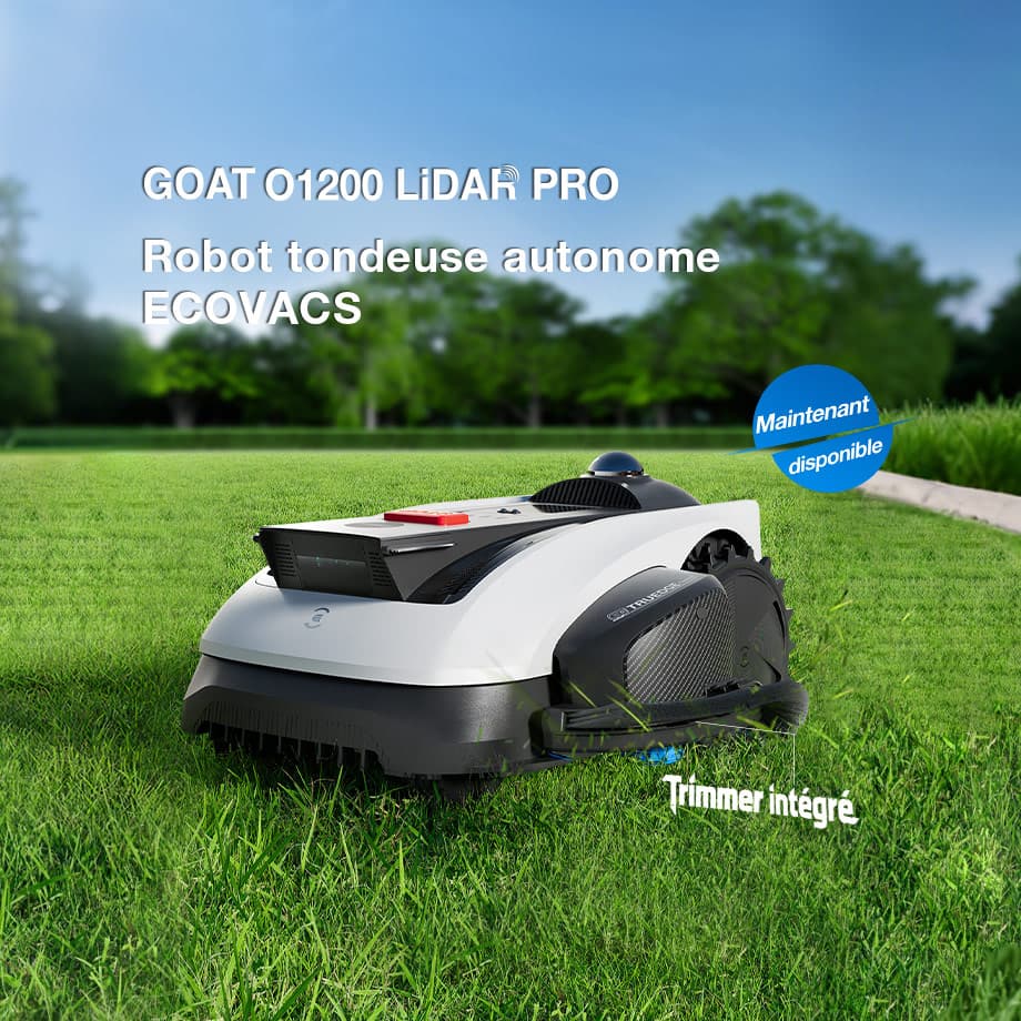 Robot tondeuse Ecovacs Goat GOAT O1200 LiDAR PRO 2026 testé par Mowy Lab